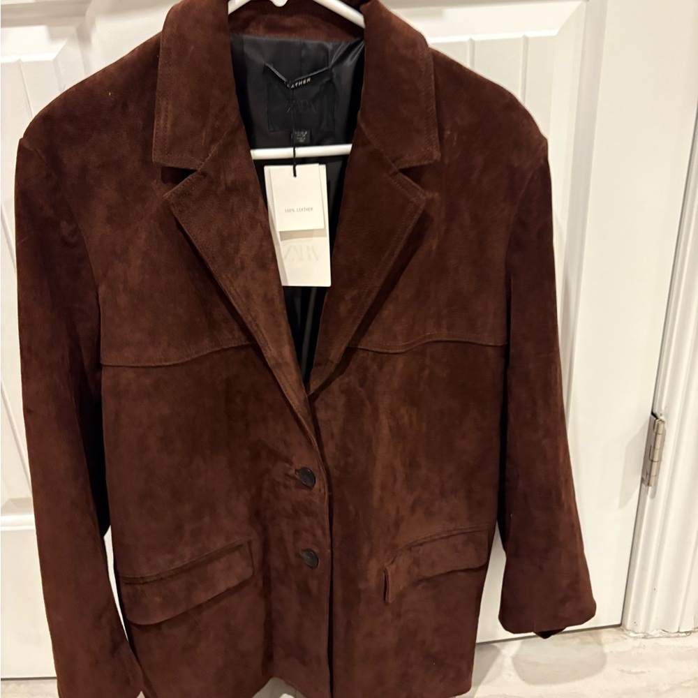 Brand New Suede Dark Brown Jacket Blazer - Real Leather